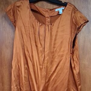 Banana Republic Satin Blouse in Warm Orange